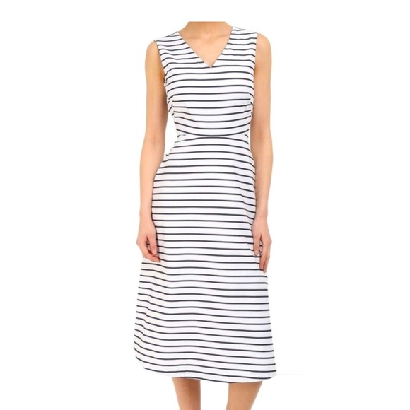 Kate Spade Blue Stripe White Dress w Pockets - Picture 2 of 5